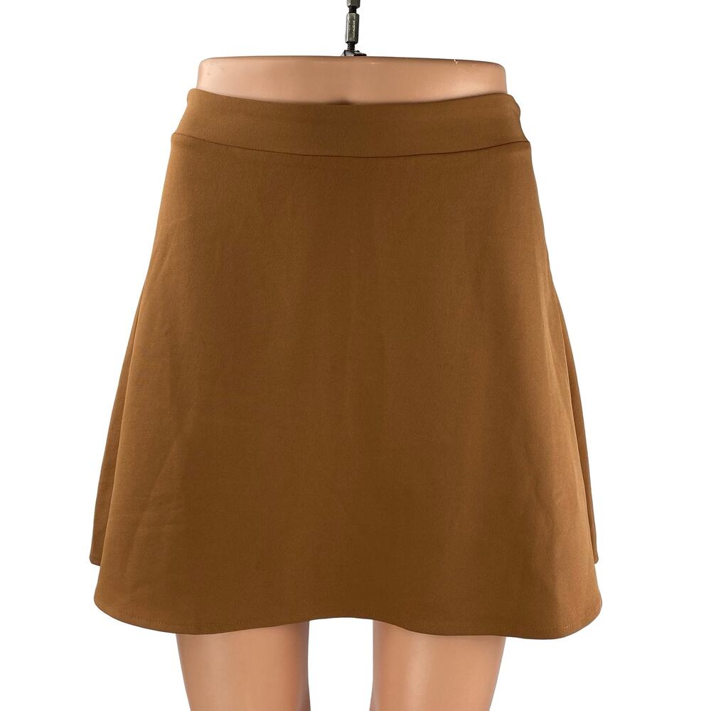 Tobi Women's Brown High Rise Minimalist Sports Mini Skater Flare A-Line Skirt S